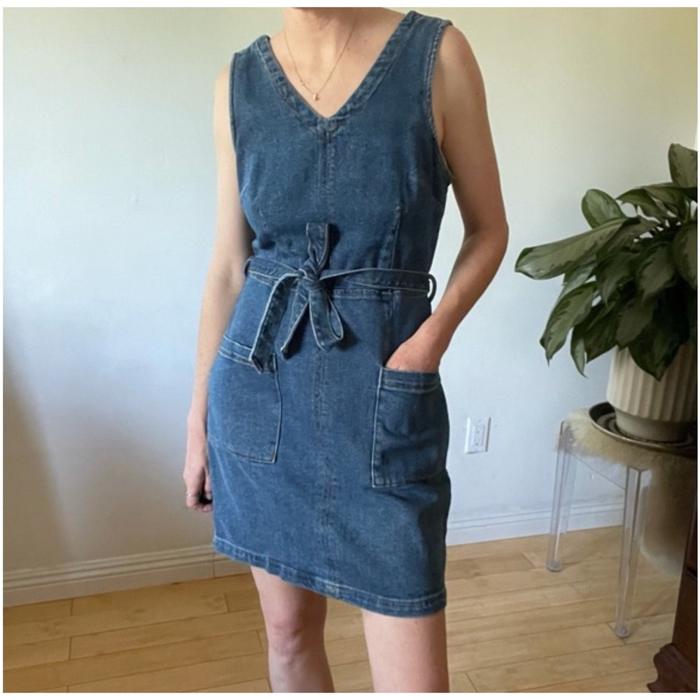 Women's Denim Midi Denim Dress Romper Belted - Universal Thread Size Small